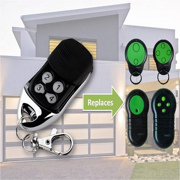 Four-button universal garage remote replaces Merlin, Merlin+, compatible garage door remotes Australia, SAMT in Prestons.