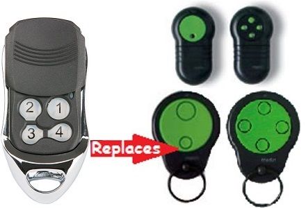 Four-button universal garage remote replaces Merlin, Merlin+, compatible garage door remotes Australia, SAMT in Prestons.