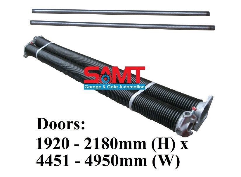 Heavy-duty garage door springs and rods from SAMT Garage & Gate Automation for doors 1920-2180mm high, 4451-4950mm wide in Prestons, Australia.