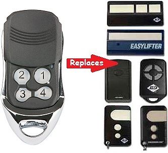 Universal replacement garage door remote control compatible with Easylifter and ATA, by SAMT in Australia.