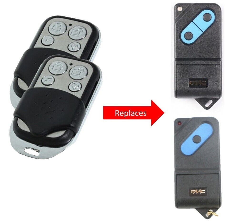 Pair of SAMT compatible garage door remotes replacing FAAC, for garage door opener systems in Australia.