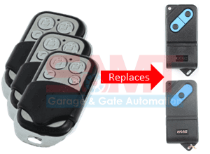 Set of SAMT compatible garage door remotes replacing FAAC models, for garage door opener systems in Prestons, Australia.