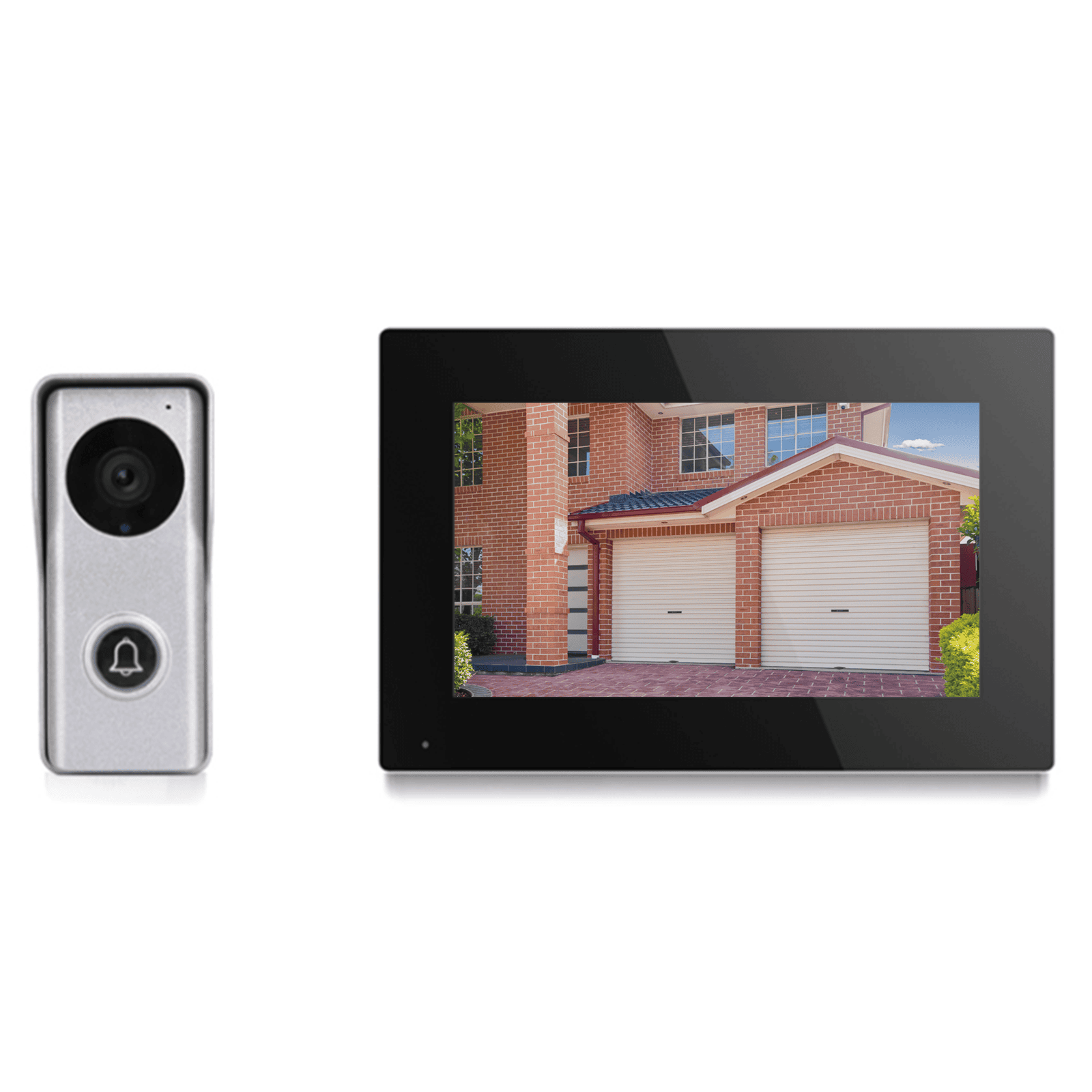 Smart video intercom system displaying roller garage doors, provided by SAMT Garage & Gate Automation in Australia.