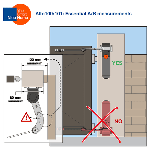 Alto100/101 essential gate installation measurement guide, Nice smart home, SAMT Garage & Gate Automation, Prestons, New South Wales, Australia