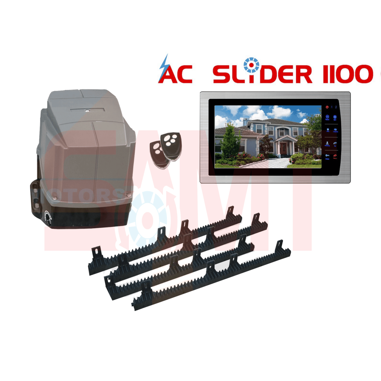 AC Slider 1100 sliding gate motor kit with remote and smart video display, SAMT Garage & Gate Automation, Australia