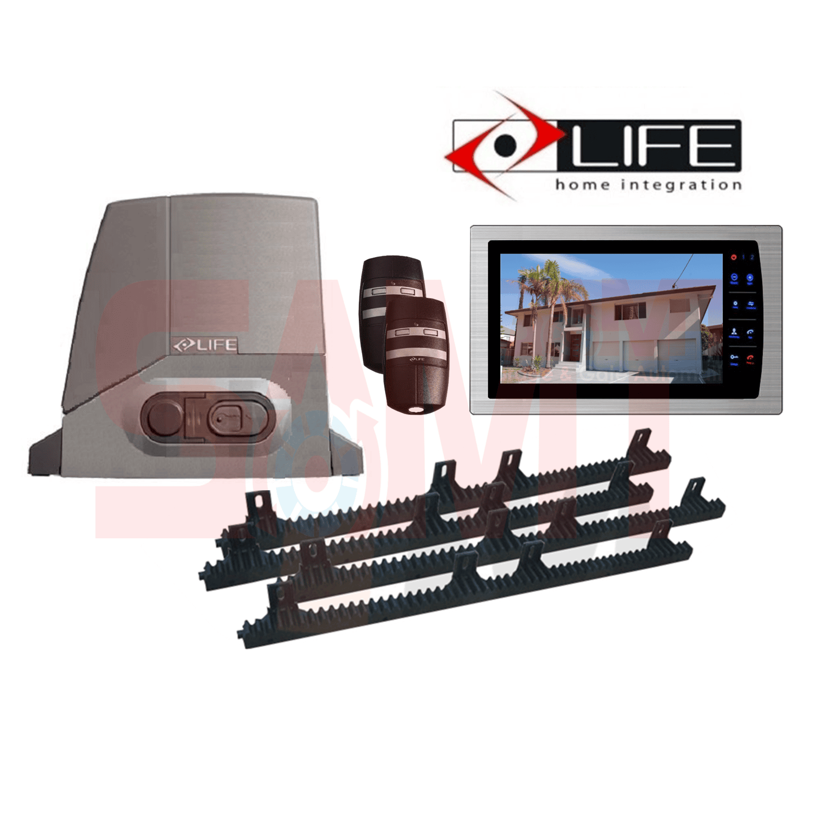 LIFE automatic sliding gate opener kit with color video monitor, available from SAMT, Australia