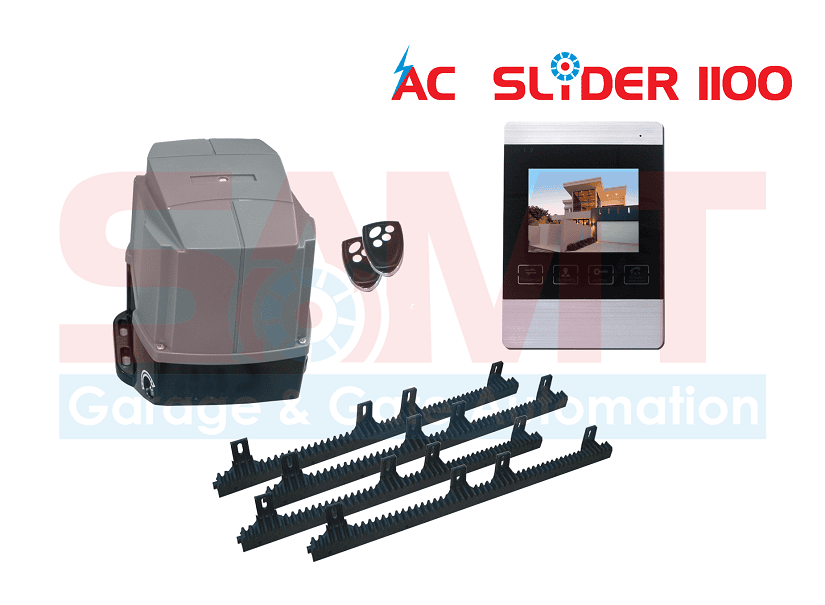 AC Slider 1100 sliding gate motor kit with remote and video intercom, SAMT Garage & Gate Automation, Australia