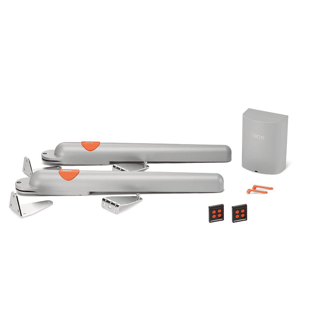 Nice double swing gate opener kit with remotes for automatic swing gates, SAMT Garage & Gate Automation, Prestons, New South Wales, Australia.