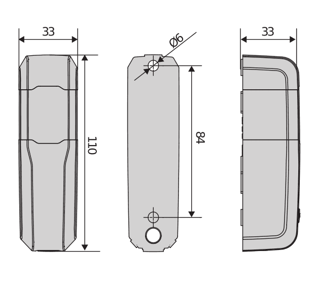 Technical diagram of two-button remote control unit, SAMT Garage & Gate Automation, Prestons, New South Wales, Australia.
