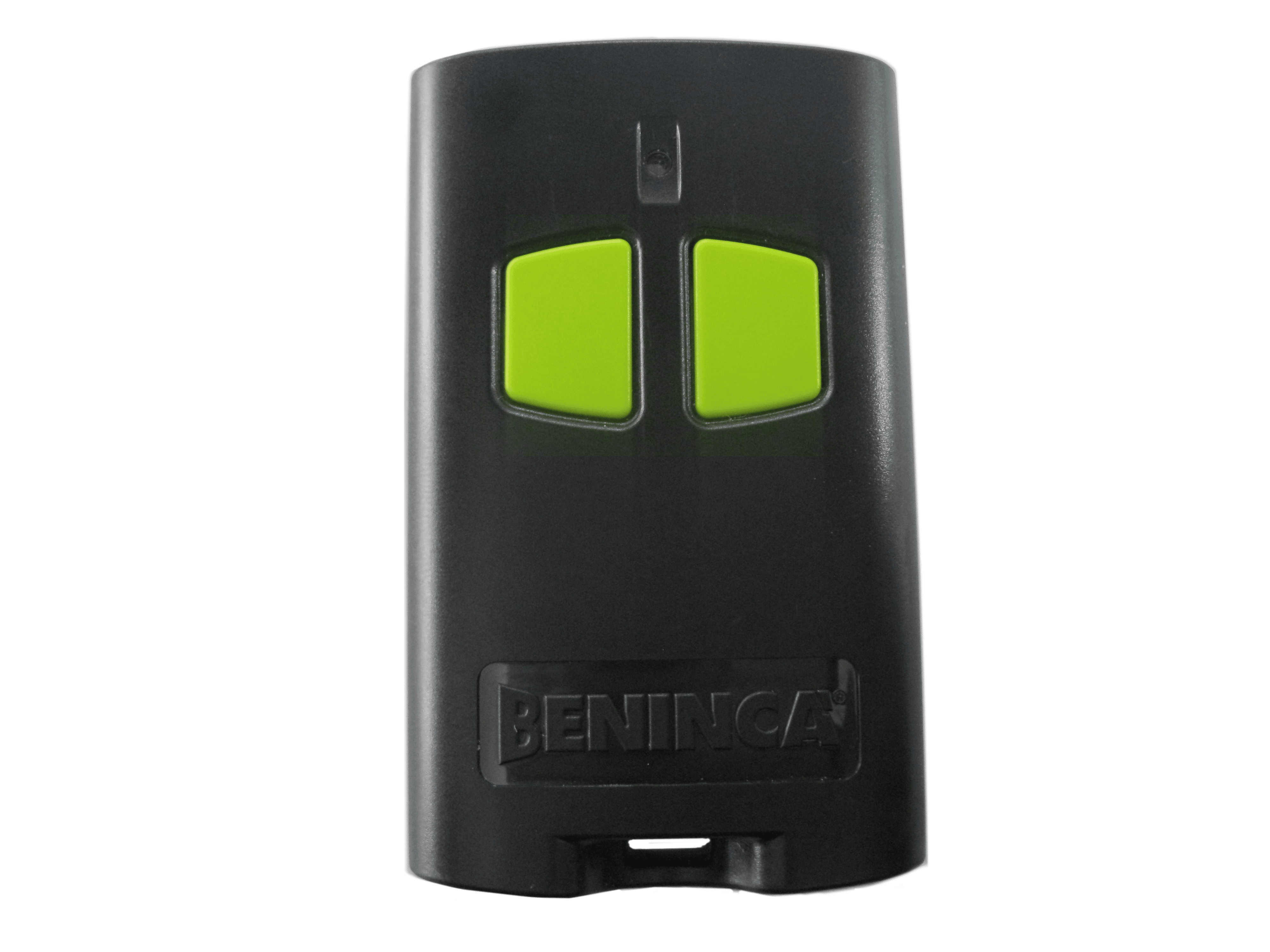 Beninca garage door remote control with green buttons, SAMT Garage & Gate Automation, Prestons, New South Wales, Australia.