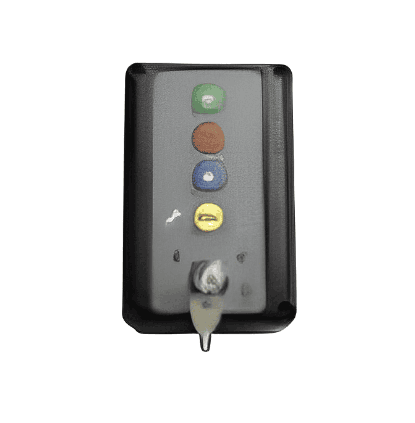 Multi-function automatic gate operating keypad with color-coded buttons from SAMT Garage & Gate Automation, Prestons, New South Wales, Australia.