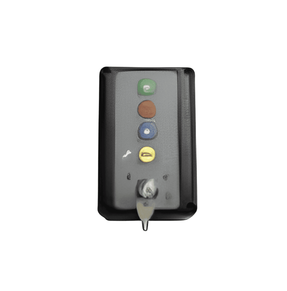Multi-function automatic gate operating keypad with color-coded buttons from SAMT Garage & Gate Automation, Prestons, New South Wales, Australia.