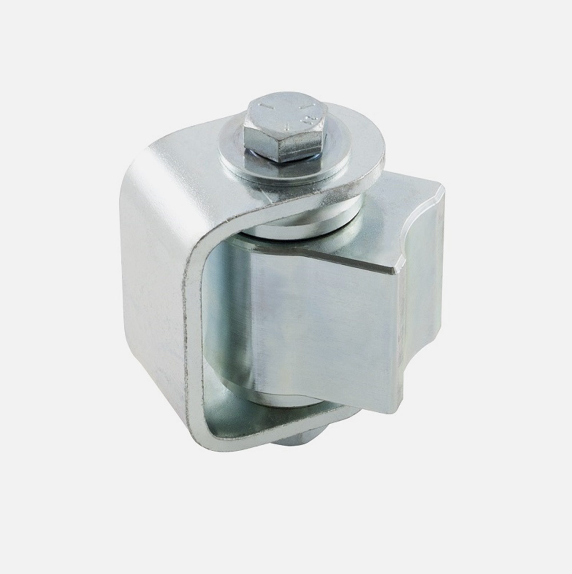 Zinc-coated sliding gate roller component for automatic gate opener installation, available from SAMT in Australia.