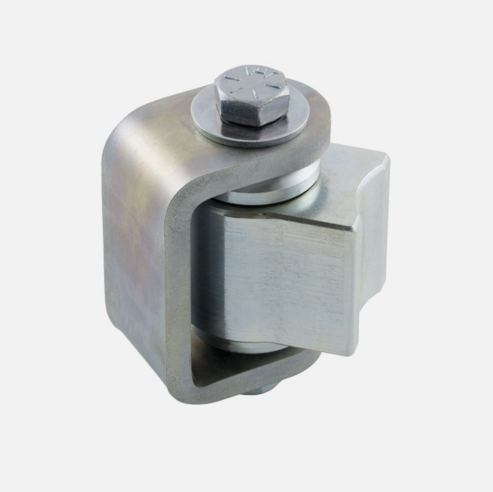 Zinc-coated sliding gate roller component for automatic gate opener installation, available from SAMT in Australia.