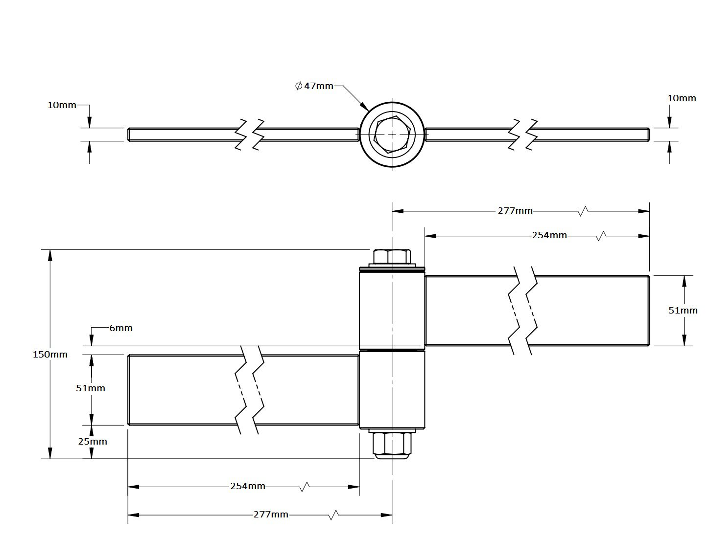 Heavy-duty weld-on gate hinge for automatic swing gate motors, SAMT Garage & Gate Automation, Australia.
