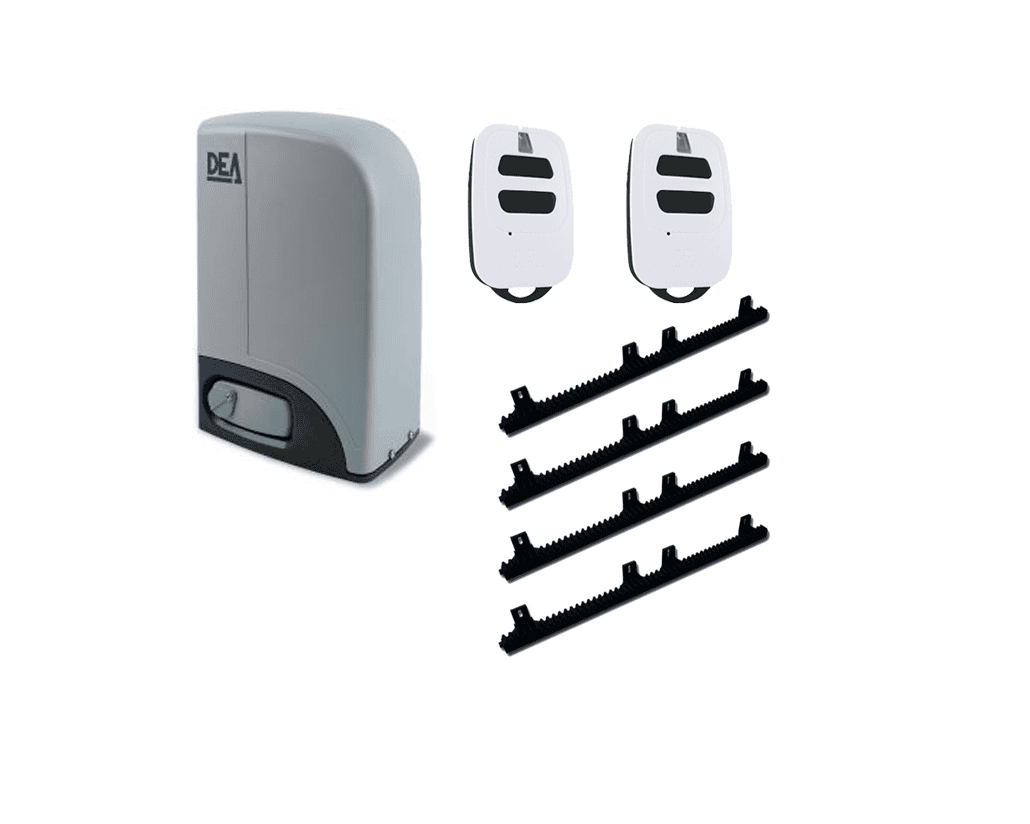 DEA automatic gate motor and gear racks with remote controls for sliding gates from SAMT Garage & Gate Automation, Prestons, New South Wales, Australia.