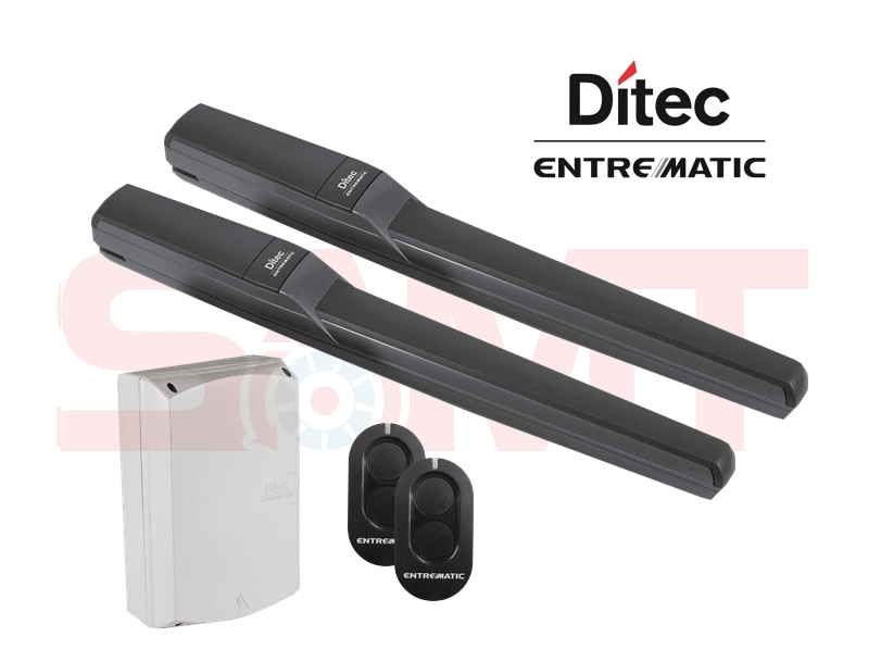 Ditec Entrematic motorized swing gate kit with remotes from SAMT Garage & Gate Automation, Australia.