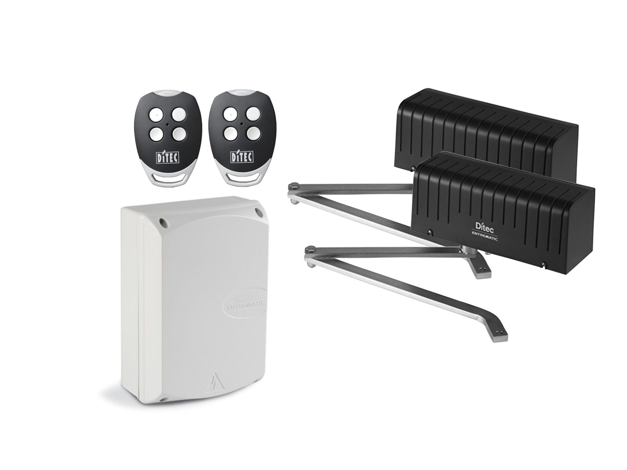 Ditec Entrematic swing gate opener kit with two remote controls and control box in Prestons, New South Wales, Australia"