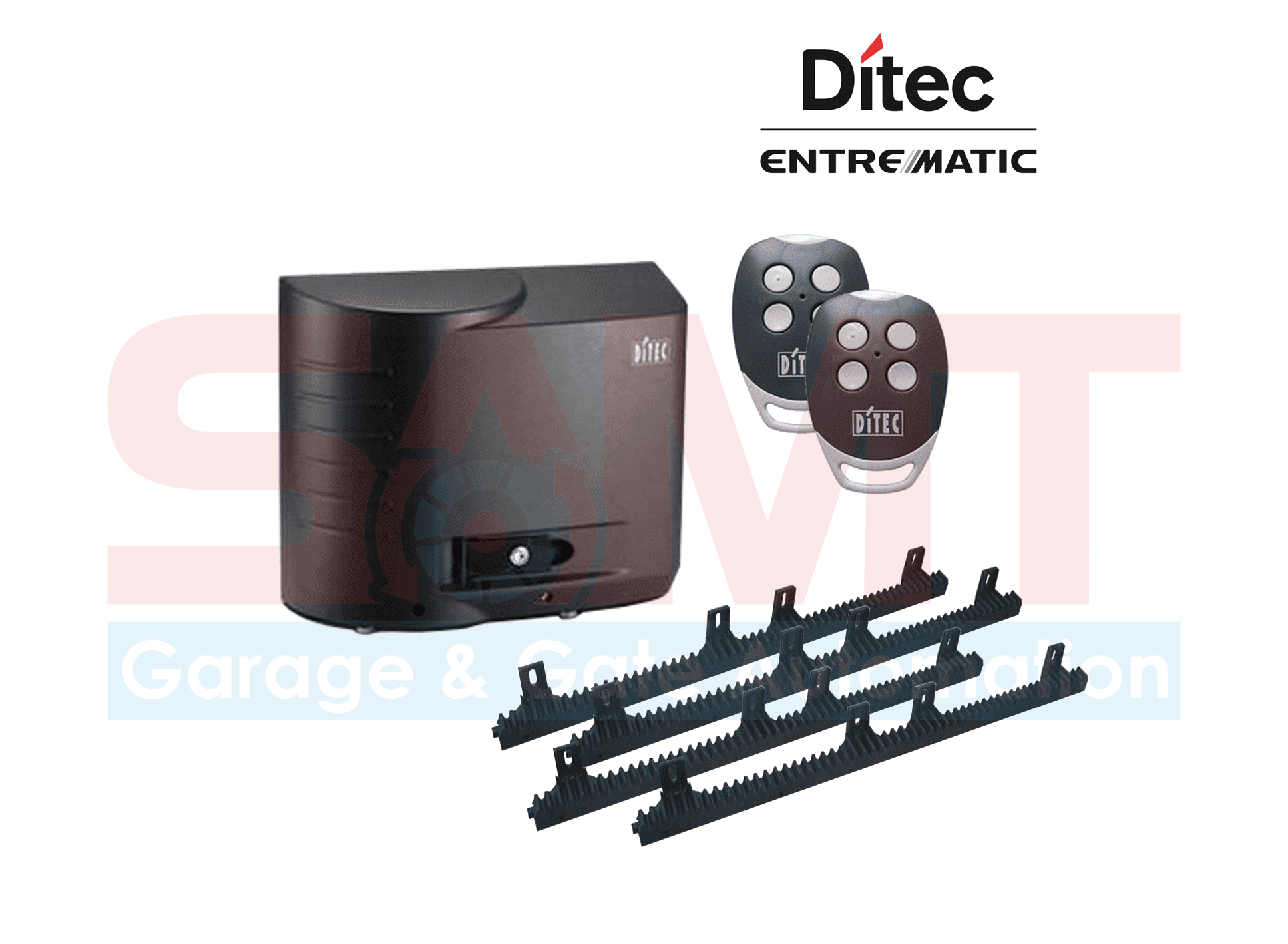 Ditec sliding gate motor kit with remotes and rack, SAMT Garage & Gate Automation, Prestons New South Wales Australia