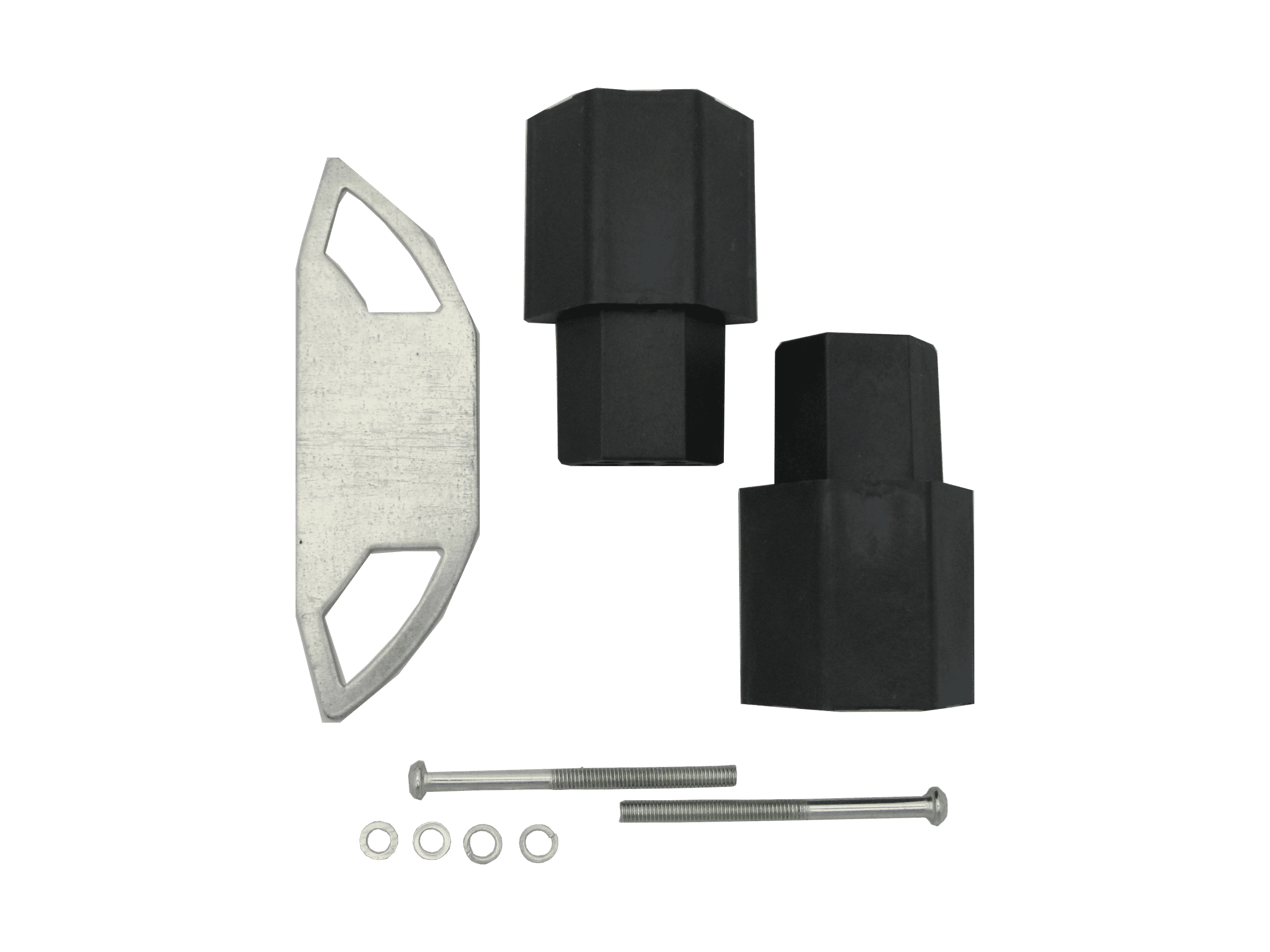 Sliding gate stopper kit with rubber buffers and bolts, SAMT Garage & Gate Automation, New South Wales, Australia.