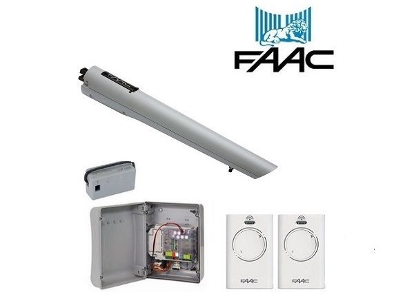 FAAC single arm swing gate motor package with control unit and remotes, perfect for automatic gate motor systems in Prestons.