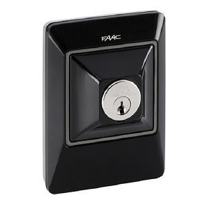 Black FAAC gate key switch for automatic gate openers, SAMT Garage & Gate Automation, Prestons, New South Wales, Australia.