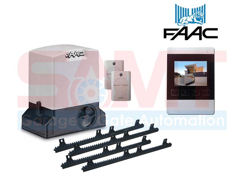 FAAC sliding gate motor kit with remotes and video intercom, SAMT Garage & Gate Automation, Prestons New South Wales Australia