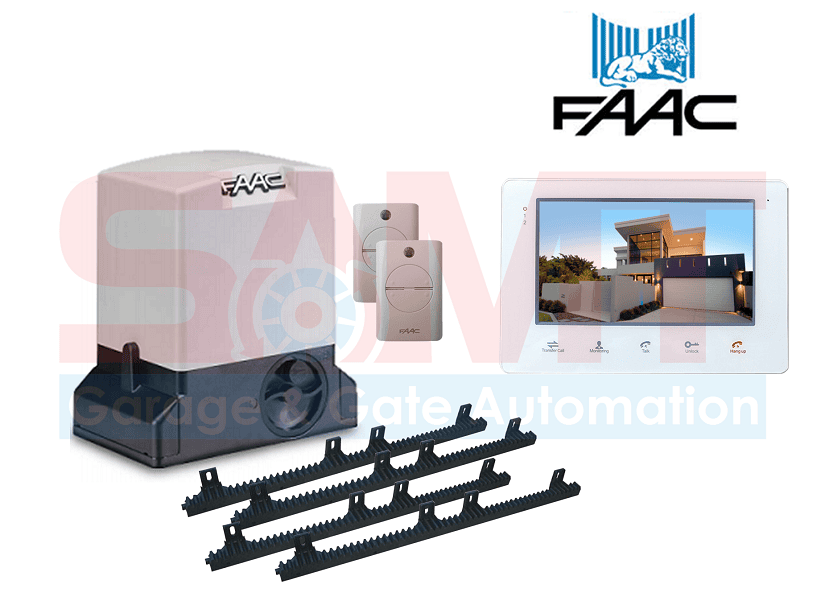 FAAC sliding gate motor kit with remotes and video intercom, SAMT Garage & Gate Automation, Prestons New South Wales Australia
