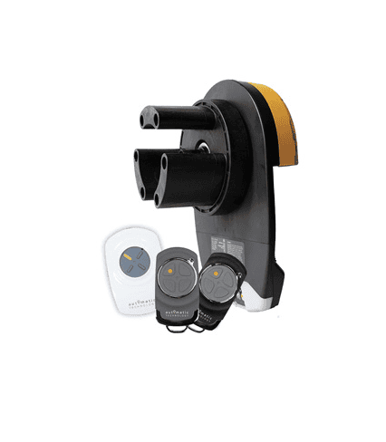 Sectional garage door opener motor kit with remote controls by SAMT Garage & Gate Automation, Prestons, New South Wales, Australia.
