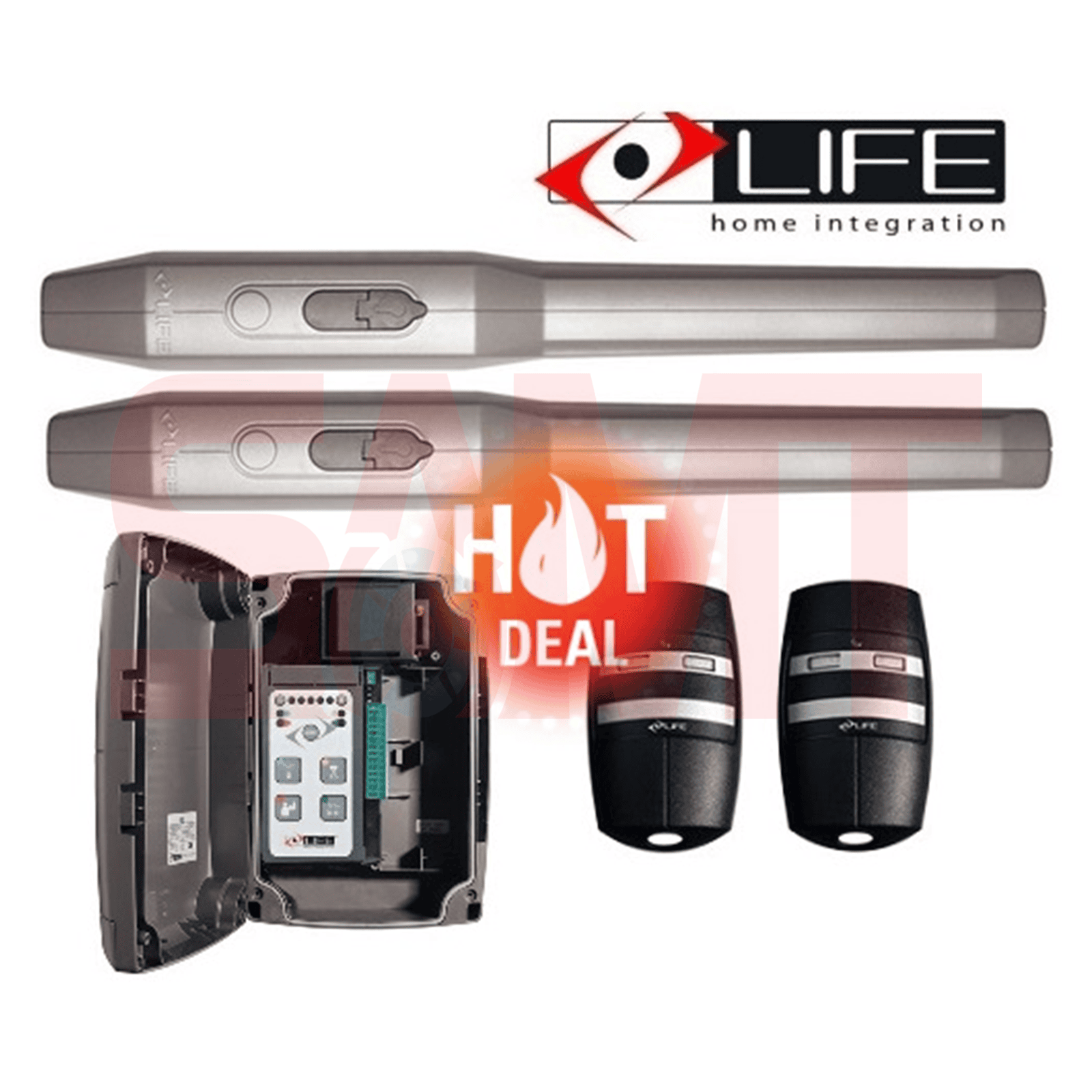 LIFE dual swing gate motor kit with remote controls, automatic gate opener from SAMT in Prestons, New South Wales, Australia.