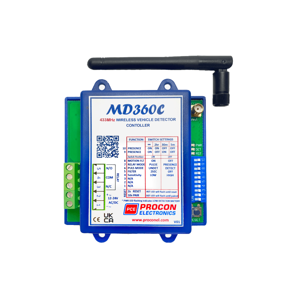 MD360C Procon Electronics wireless vehicle detector controller with PCE ground sensor for garage door automation by SAMT in New South Wales, Australia.