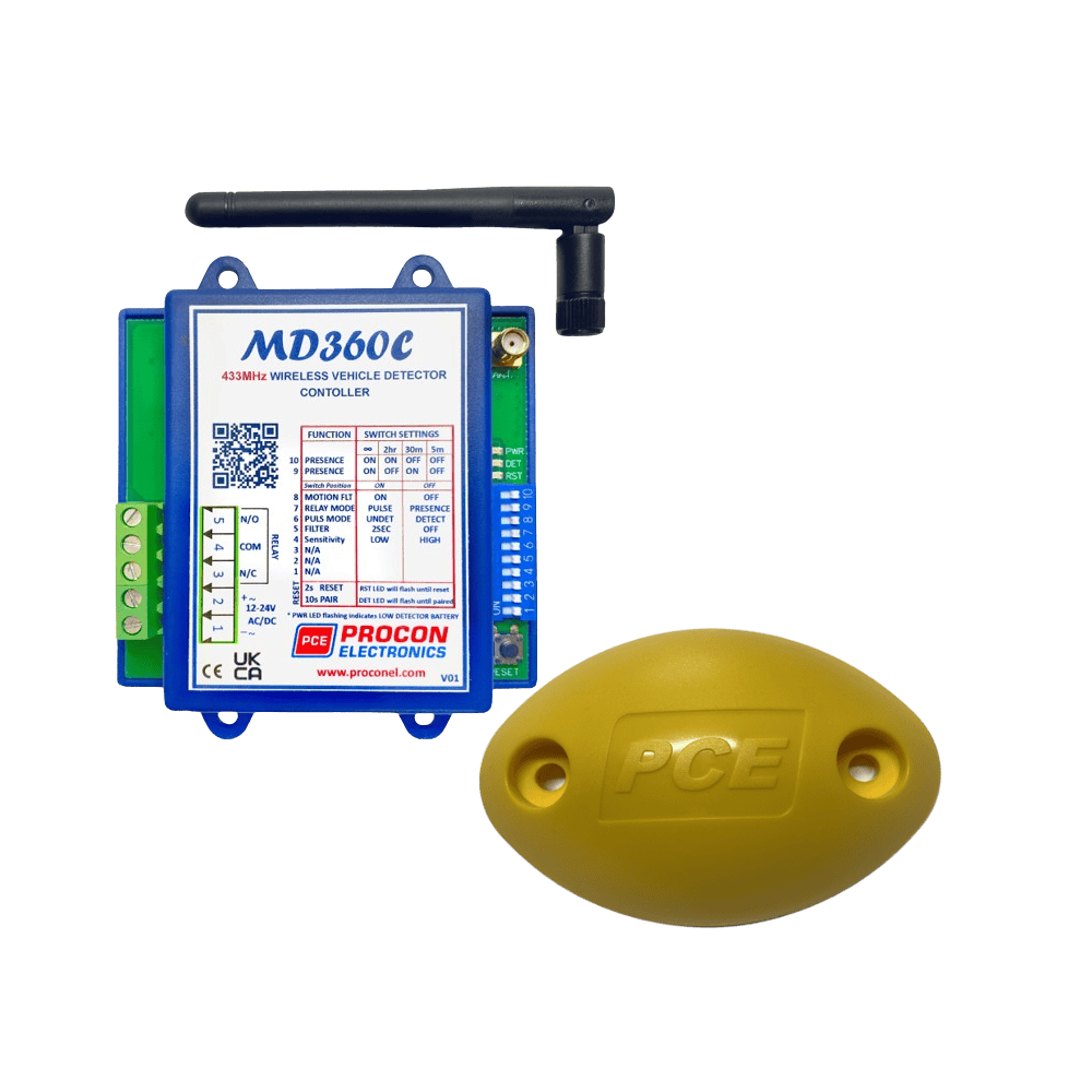 MD360C Procon Electronics wireless vehicle detector controller with PCE ground sensor for garage door automation by SAMT in New South Wales, Australia.