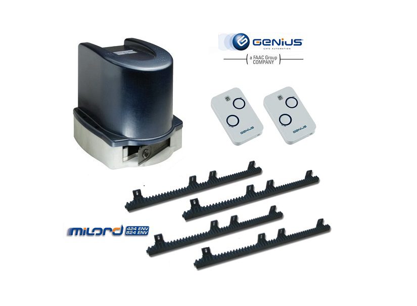 Genius sliding gate motor kit with rack and remote controls, best sliding gate motor Australia from SAMT Garage & Gate Automation, Prestons.