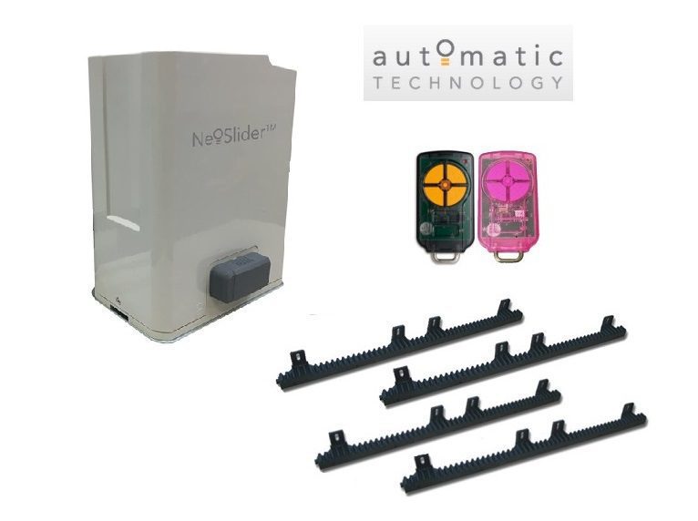 ATA NeoSlider sliding gate motor kit with ATA garage door opener remotes and racks, SAMT Garage & Gate Automation, New South Wales, Australia.