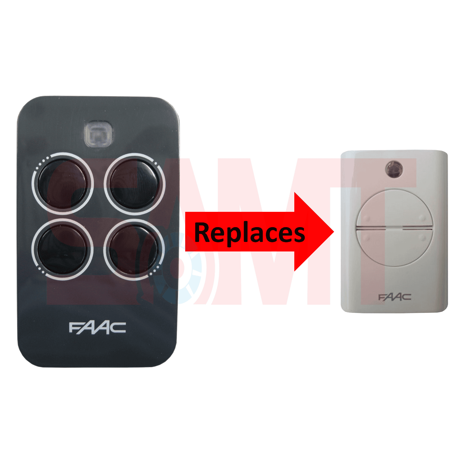 FAAC compatible garage door remote control replacement by SAMT in Prestons, New South Wales, Australia.