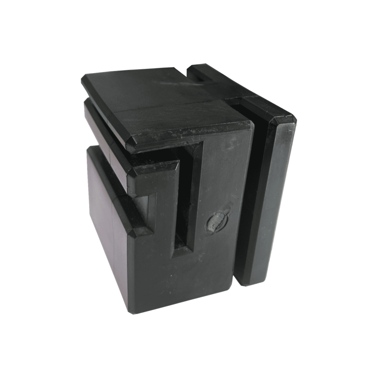 Durable black sliding gate end stop for automatic gate systems sold by SAMT in Prestons, New South Wales, Australia.