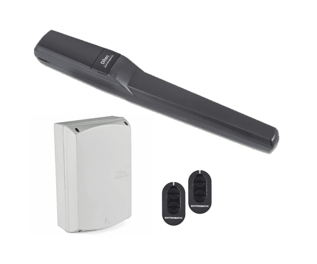 Single Ditec swing gate motor kit with receiver and two remotes sold by SAMT in Prestons, New South Wales, Australia.
