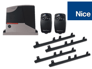 Nice sliding gate motor kit with remotes and racks, perfect for automatic gate opener installation in Australia by SAMT Garage & Gate Automation.
