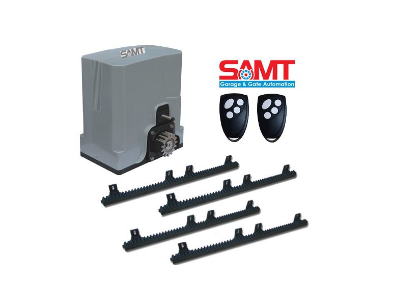 SAMT sliding gate motor kit with two remote controls for automatic gate motor installation in Prestons, New South Wales, Australia.
