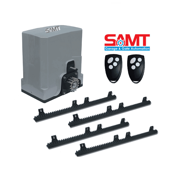 SAMT sliding gate motor kit with two remote controls for automatic gate motor installation in Prestons, New South Wales, Australia.