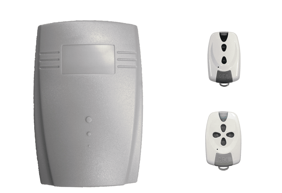 Universal receiver unit with compatible DEA garage door remotes, spare garage door remote solution by SAMT, Prestons, New South Wales, Australia.