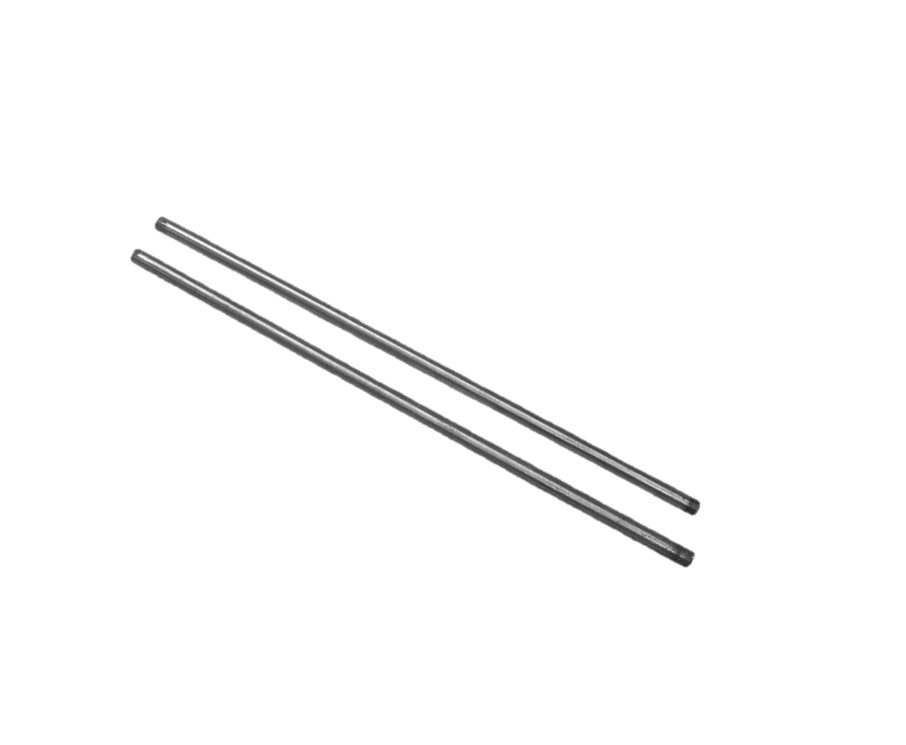 Pair of metal rack gears for sliding gate motor, close-up, in Prestons, New South Wales, Australia.