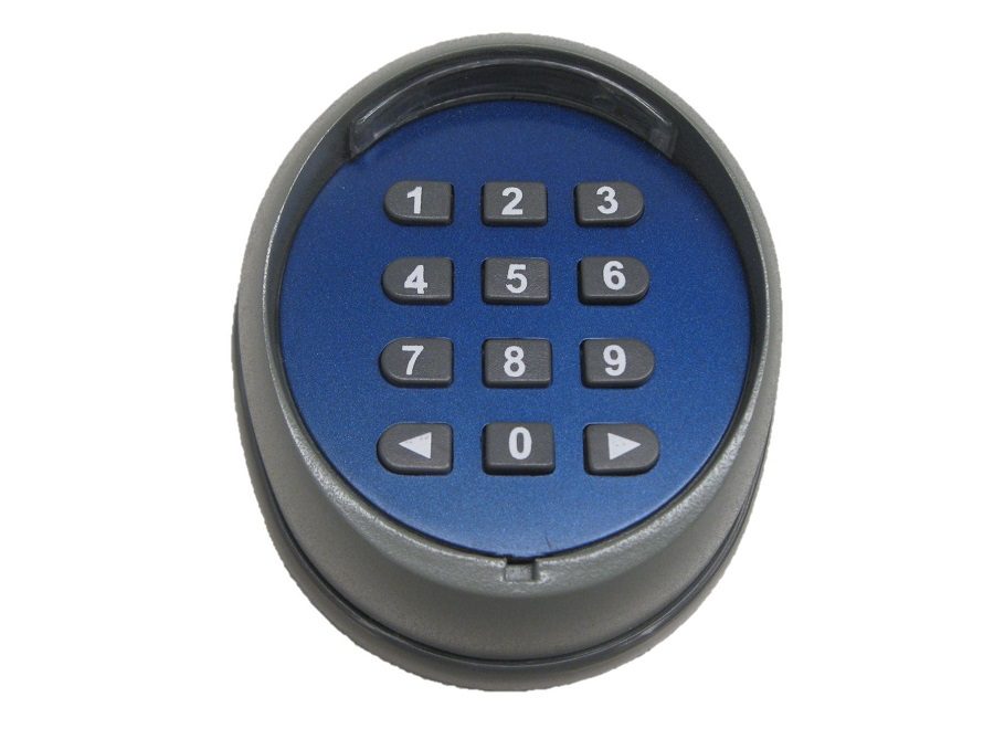 Weatherproof outdoor wireless keypad for automatic garage door opener access in Prestons, New South Wales, Australia.