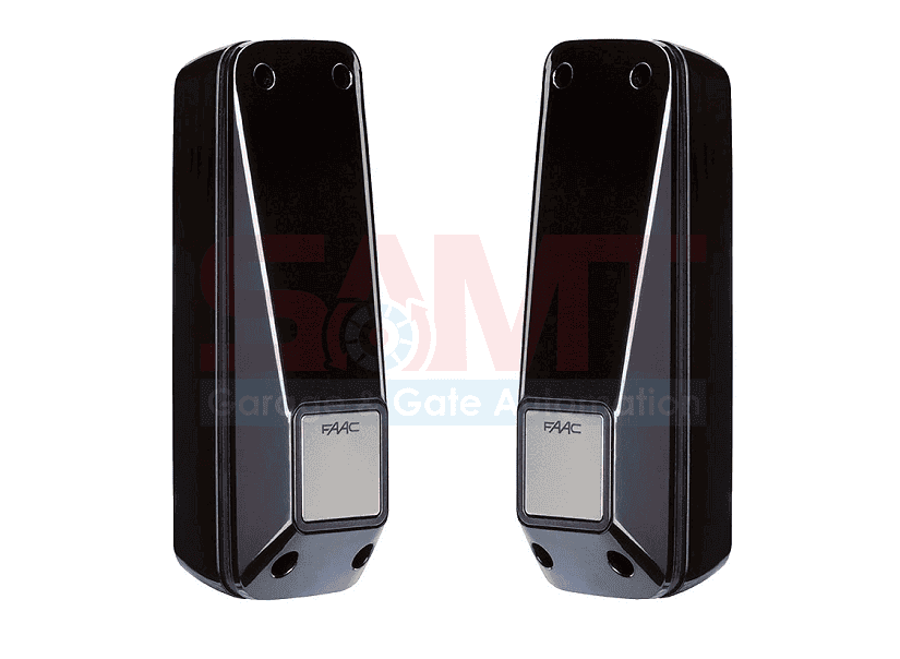 Pair of FAAC safety sensors for automatic gates, supplied by SAMT Garage & Gate Automation, Prestons NSW Australia