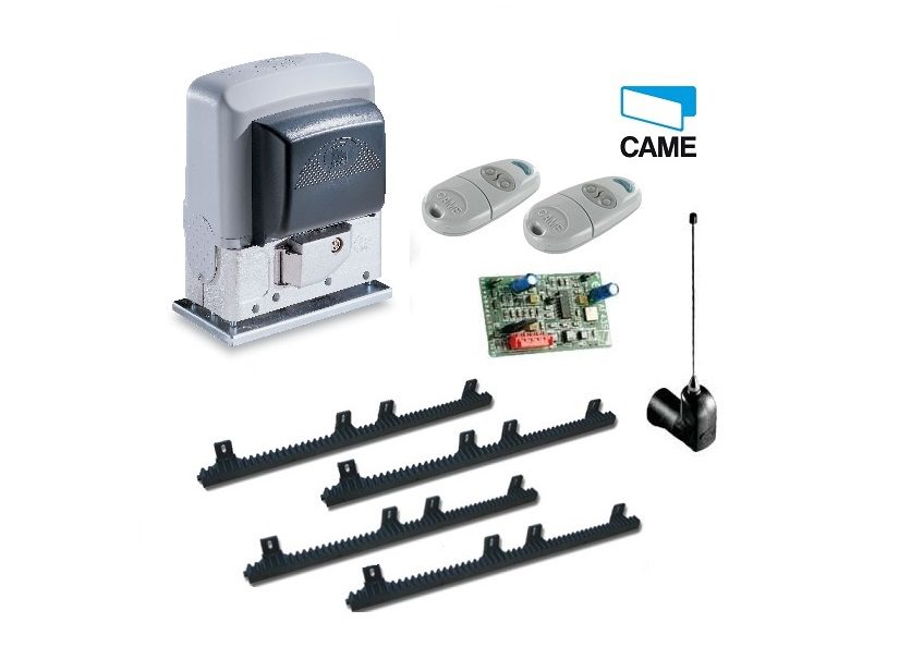 Complete CAME sliding gate motor kit with remote controls and accessories for automatic gate opener installation, SAMT Australia.