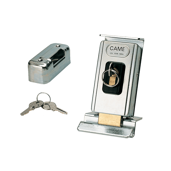 CAME electric gate lock with keys and mounting accessories, used for gate security in Prestons, New South Wales, Australia.