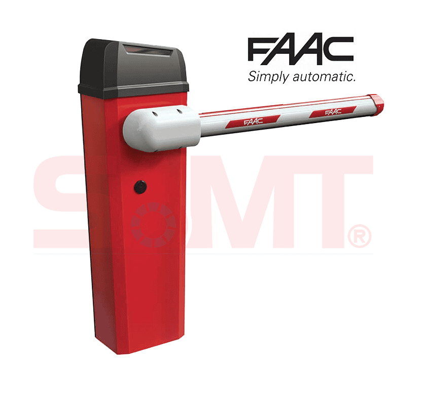 FAAC automatic boom gate barrier for parking entry, available at SAMT in Prestons, New South Wales, Australia.