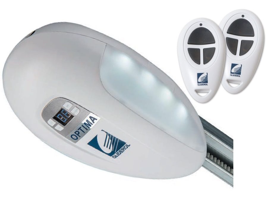 Gliderol Optima automatic garage door opener with two remote controls, available from SAMT, Australia.