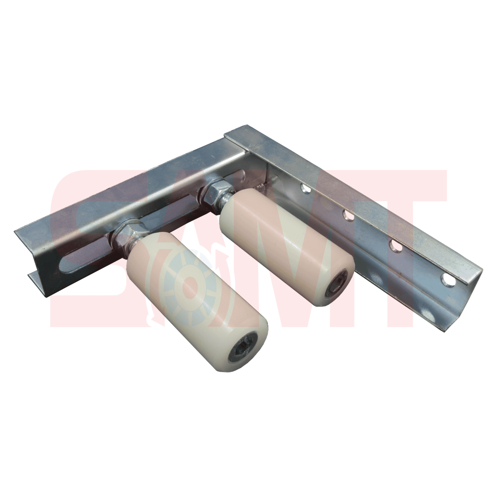 Guide rollers and bracket for garage roller doors by SAMT, garage door accessories in Prestons, New South Wales, Australia.