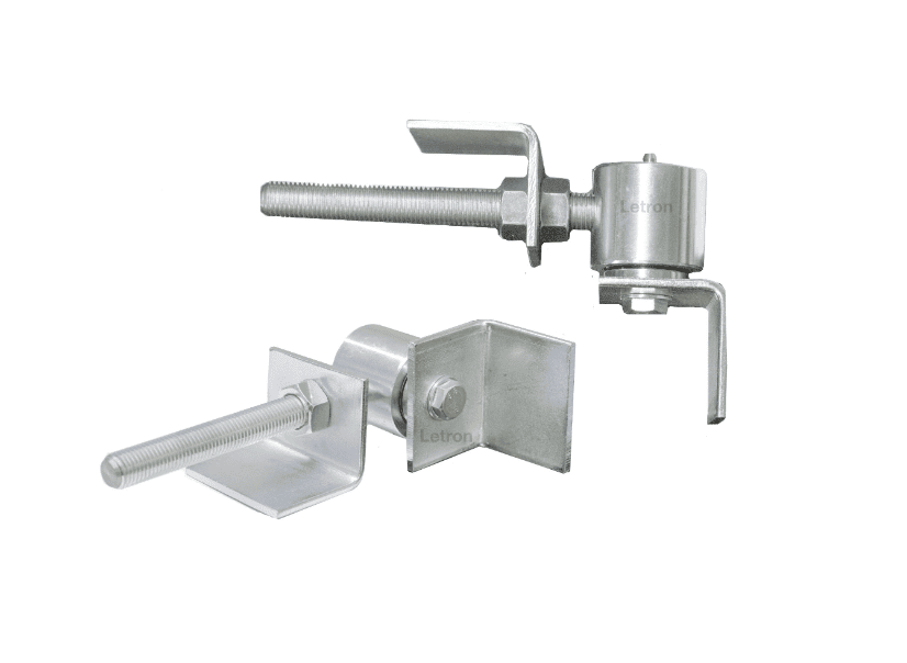Galvanized adjustable gate hinges for secure gate installation, SAMT, New South Wales, Australia.